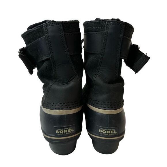 Sorel Fancy Lace II Black Oiled Suede Leather Winter Snow Duck Boots Size 10 - Picture 10 of 16